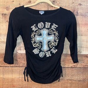 Style Up Y2K Cross Rhinestone Cinch Side Top